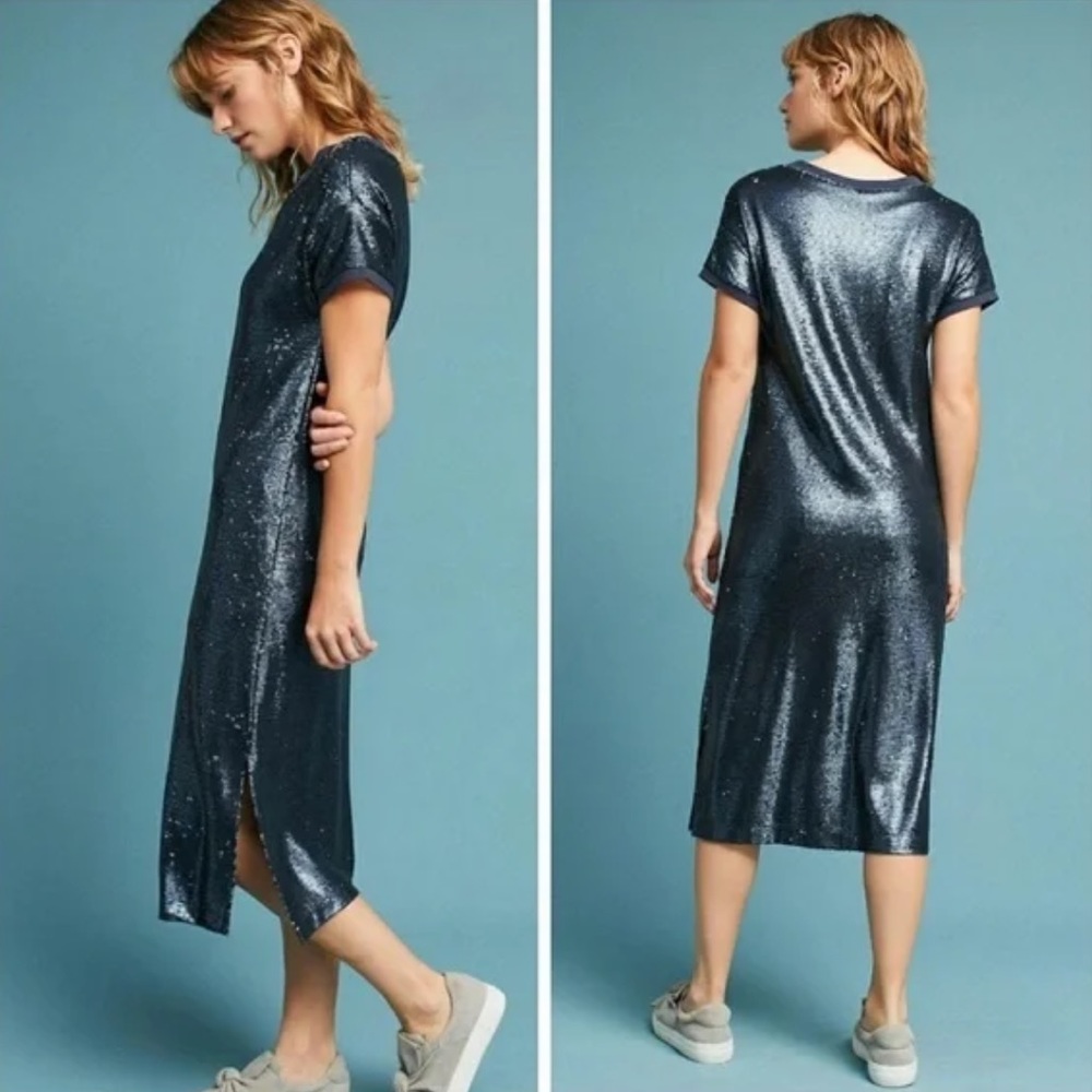 Moulinette Soeurs Shimmering Blue Midi Dress